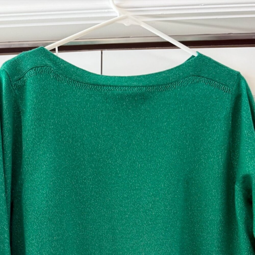 APT 9 Green Lightweight Sweater Large High Low Hem Knit Top - Picture 4 of 4